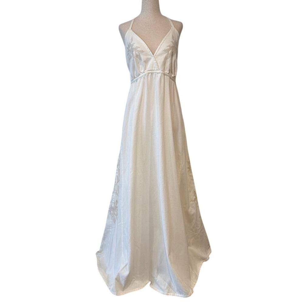 NWT Robert Rodriguez Neakita Halter Maxi Dress, Ivory, Women's Large *W/ FLAWS*